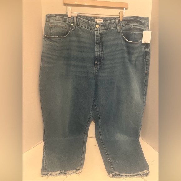 Good American Denim - Good American Good Legs Distressed High Waist Straight Jeans Plus Size 24 New